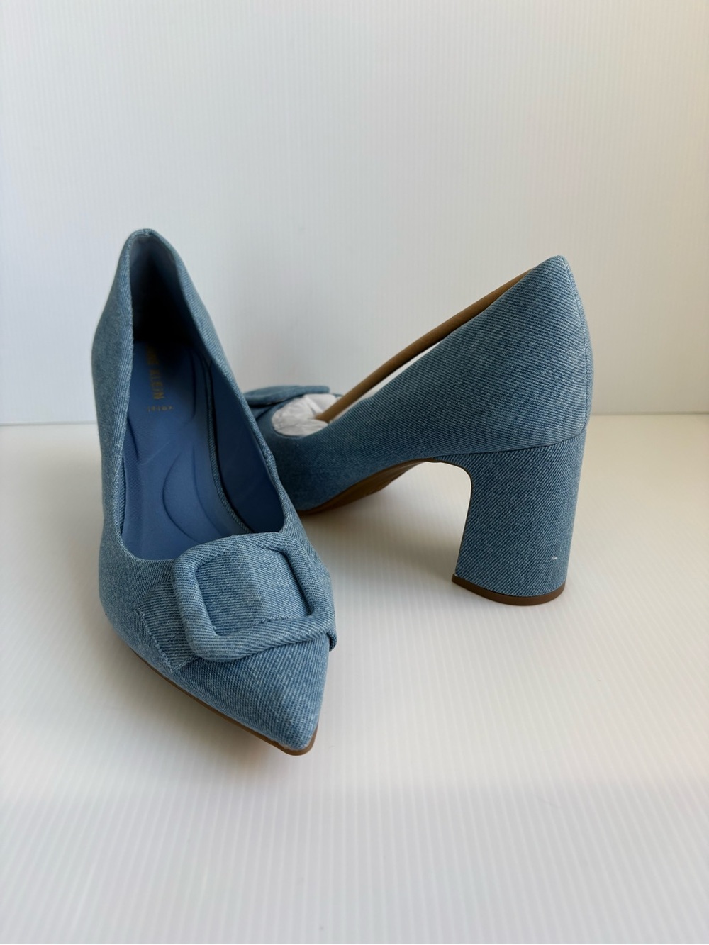Anne Klein Blue Denim Pointed-Toe Buckle Pumps - Women's Heels Size 9 New - Picture 7 of 12